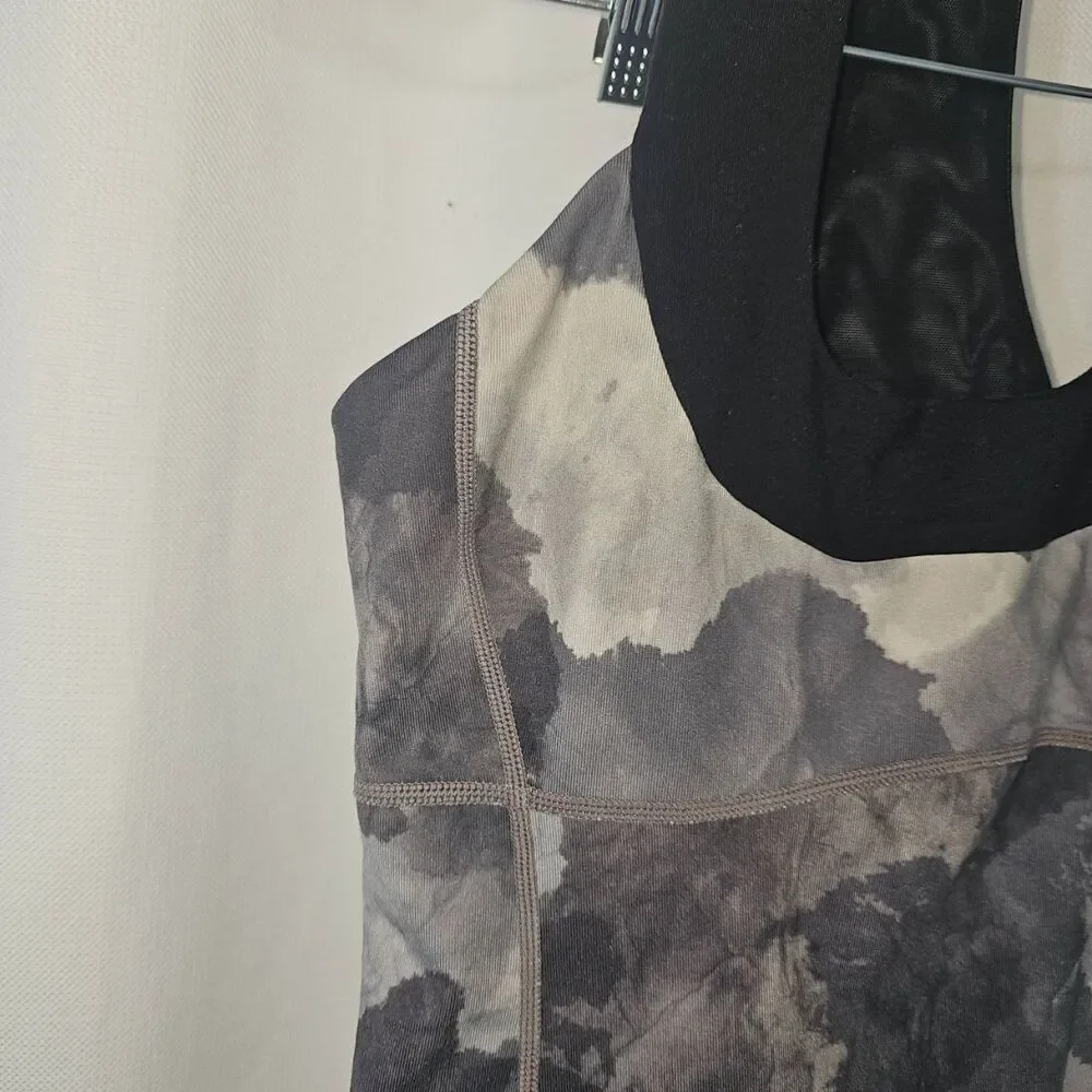 Lululemon Tank Top Womens Size 6 Black Grey Tie Dye Racerback Athletics Yoga